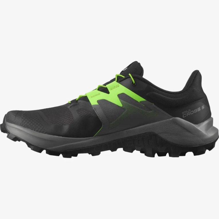 Black / Green Salomon Wildcross 2 Men's Trail Running Shoes | IE WR1794